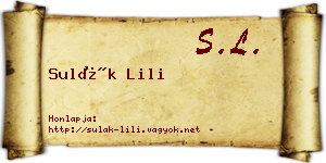 Sulák Lili névjegykártya